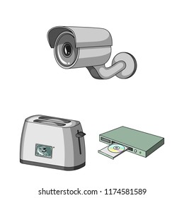 Smart home appliances cartoon icons in set collection for design. Modern household appliances vector symbol stock web illustration.