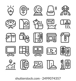 Smart home appliances IoT icon set