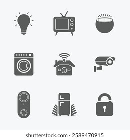 Smart Home Appliances and Security Icons set. Editable vector icon. Perfect for web and app interfaces, presentations, info graphics, etc. 
