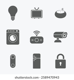 Smart Home Appliances and Security Icons set. Editable vector icon. Perfect for web and app interfaces, presentations, info graphics, etc. 
