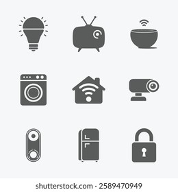 Smart Home Appliances and Security Icons set. Editable vector icon. Perfect for web and app interfaces, presentations, info graphics, etc. 
