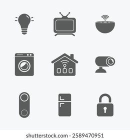 Smart Home Appliances and Security Icons set. Editable vector icon. Perfect for web and app interfaces, presentations, info graphics, etc. 
