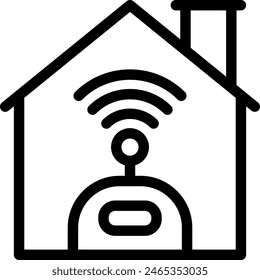 Smart Home Künstliche Intelligenz-Symbol mit schwarzem Umrissstil. Zuhause, Technologie, App, Smart, Steuerung, Internet, Wireless. Vektorillustration