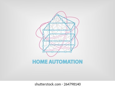 Smart home automation 3 dimensional vector illustration. Shows connectivity between different devices at home