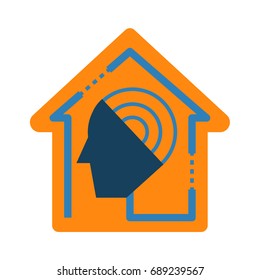 Smart home automation assistant abstract icon. Home control artificial intelligence concept illustration isolated vector. Transparent
