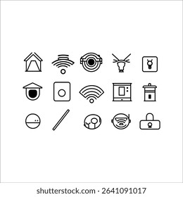 Smart home automation iot devices vector icons set for security and control system technology concept