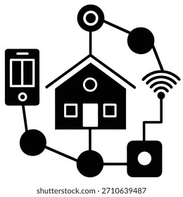 Sistema de automação residencial inteligente conectando dispositivos com redes de comunicação sem fio