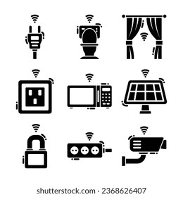 Smart Home Automation System Glyph Vector Elements Icons