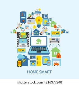 Smart home automation technology decorative icons set vector illustration