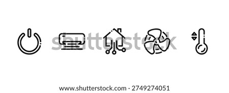 Smart Home Automation and Temperature Regulation Icon Set