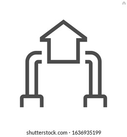 Smart home or home automation vector icon. Include robot or robotic arm. That machine, artificial intelligence or assistant for service, cleaning and cooking. Concept for futuristic, future. 48x48 px.