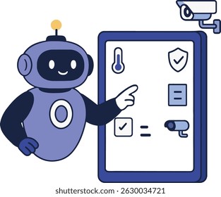 Ilustração de vetor de automação de casa inteligente com robô.