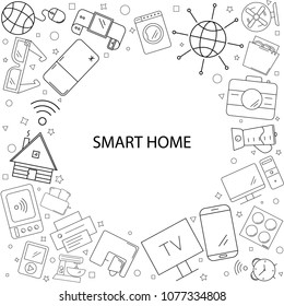 Smart home background from line icon. Linear vector pattern.	