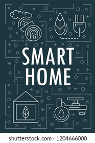 Smart home banner. Outline illustration of smart home vector banner for web design