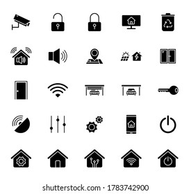 smart home black vector icons isolated on white background. smart home icon set for web and ui design, mobile apps and print products