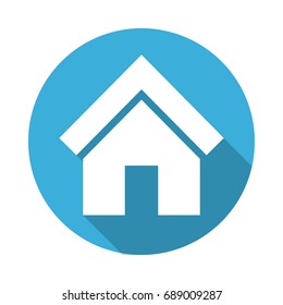 Smart home blue icon button. vector illustration image.