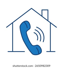 Smart Home Blue Line Editable Stroke Icon. Secure, Technology, IoT, Voice Assistant, Controller UI Icon in a Flat Design. Outline Icons Vector Illustration.
