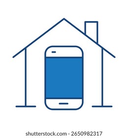 Icono de trazo editable de línea azul de casa inteligente. Seguro, Tecnología, IoT, Asistente de voz, Icono de interfaz de usuario del controlador en un diseño plano. Ilustración vectorial de iconos de contorno.