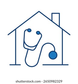 Smart Home Blue Line Editable Stroke Icon. Secure, Technology, IoT, Voice Assistant, Controller UI Icon in a Flat Design. Outline Icons Vector Illustration.