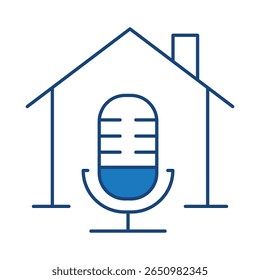 Smart Home Blue Line Editable Stroke Icon. Secure, Technology, IoT, Voice Assistant, Controller UI Icon in a Flat Design. Outline Icons Vector Illustration.
