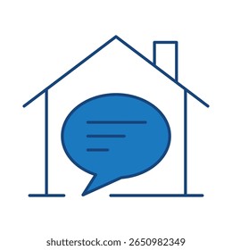Icono de trazo editable de línea azul de casa inteligente. Seguro, Tecnología, IoT, Asistente de voz, Icono de interfaz de usuario del controlador en un diseño plano. Ilustración vectorial de iconos de contorno.