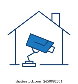 Smart Home Blue Line editierbares Strichsymbol. Sicher, Technologie, IoT, Sprachassistent, Controller-UI-Symbol im flachen Design. Vektorgrafik mit Gliederungssymbolen.