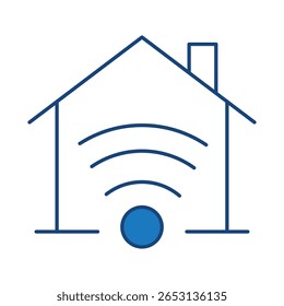 Smart Home Blue Line Editable Stroke Icon. Secure, Technology, IoT, Voice Assistant, Controller UI Icon in a Flat Design. Outline Icons Vector Illustration.