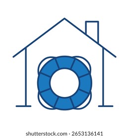 Icono de trazo editable de línea azul de casa inteligente. Seguro, Tecnología, IoT, Asistente de voz, Icono de interfaz de usuario del controlador en un diseño plano. Ilustración vectorial de iconos de contorno.