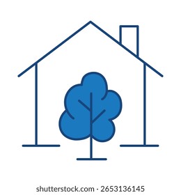 Smart Home Blue Line Editable Stroke Icon. Secure, Technology, IoT, Voice Assistant, Controller UI Icon in a Flat Design. Outline Icons Vector Illustration.