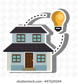 smart home with bulb isolated icon design, vector illustration  graphic 