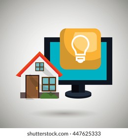 smart home with bulb isolated icon design, vector illustration  graphic 