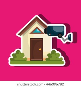 smart home with camera cctv isolated icon design, vector illustration  graphic 