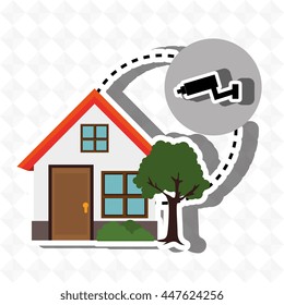 smart home with camera cctv isolated icon design, vector illustration  graphic 