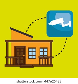 smart home with camera cctv isolated icon design, vector illustration  graphic 
