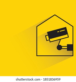smart home and CCTV with shadow on yellow background