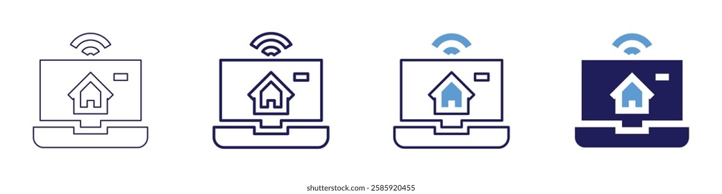 Smart home climate control icon in 4 different styles. Thin Line, Line, Bold Line, Duotone. Duotone style. Editable stroke.