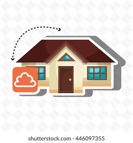 smart home with cloud isolated icon design, vector illustration  graphic 