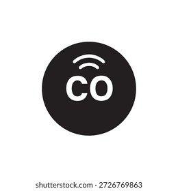 Smart Home CO Sensor Symbol schwarz-weißes Vektorsymbol für die Überwachung der Sicherheit und Luftqualität im angeschlossenen Haus
