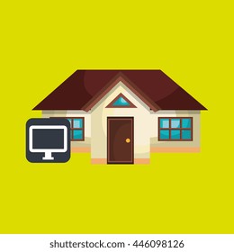 smart home with computer isolated icon design, vector illustration  graphic 