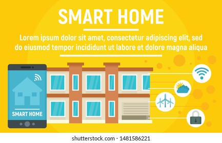 Smart home concept banner. Flat illustration of smart home vector concept banner for web design