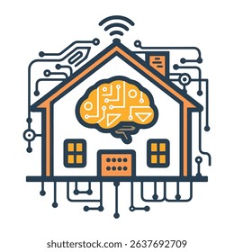 Smart home concept depicting artificial intelligence and connected technology in a modern residence