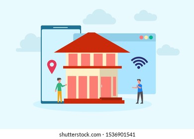 Smart home. Concept of house technology system. vector illustration concept for web landing page template, banner, flyer and presentation