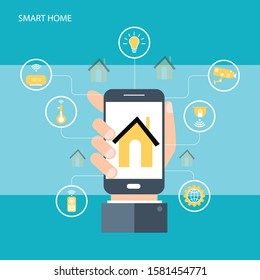 Smart home. Concept of house technology system with wireless centralized control.