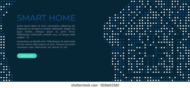 Concepto de hogar inteligente, tecnologías modernas, futuro. Ilustración vectorial de una casa abstracta de diseño estilístico en forma de microcircuitos, líneas. Plantilla de diseño de banner web, decoración de sitio.