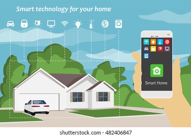 Smart Home. The concept of smart technology for your home . Vector