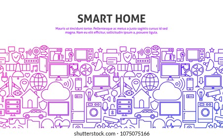 Smart Home Concept. Vector Illustration of Line Website Design. Banner Template.