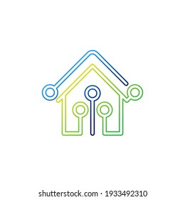 Icono de conexión residencial inteligente Icono de la ilustración de diseño Vector. Icono del logotipo Smart Home con concepto de conexión inalámbrica. Diseño plano del icono vectorial de Smart House moderno para sitio web, símbolo, logotipo, signo, aplicación, interfaz de usuario