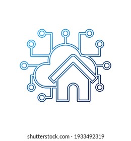 Smart Home Connection Icon Logo Vector design illustration. Smart home logo icon with wireless connection concept. Trendy Smart House vector icon flat design for website, symbol, logo, sign, app, UI