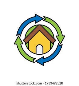 Smart Home Connection Icon Logo Vector design illustration. Smart home logo icon with wireless connection concept. Trendy Smart House vector icon flat design for website, symbol, logo, sign, app, UI