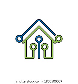 Smart Home Connection Icon Logo Vector design illustration. Smart home logo icon with wireless connection concept. Trendy Smart House vector icon flat design for website, symbol, logo, sign, app, UI